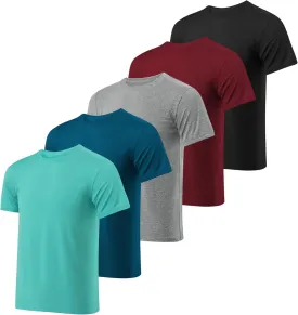 Resinta 5 Pack Boys Athletic Shirts Youth Dry-Fit Wicking T-Shirts Athletic Activewear Performance Short Sleeve Tees