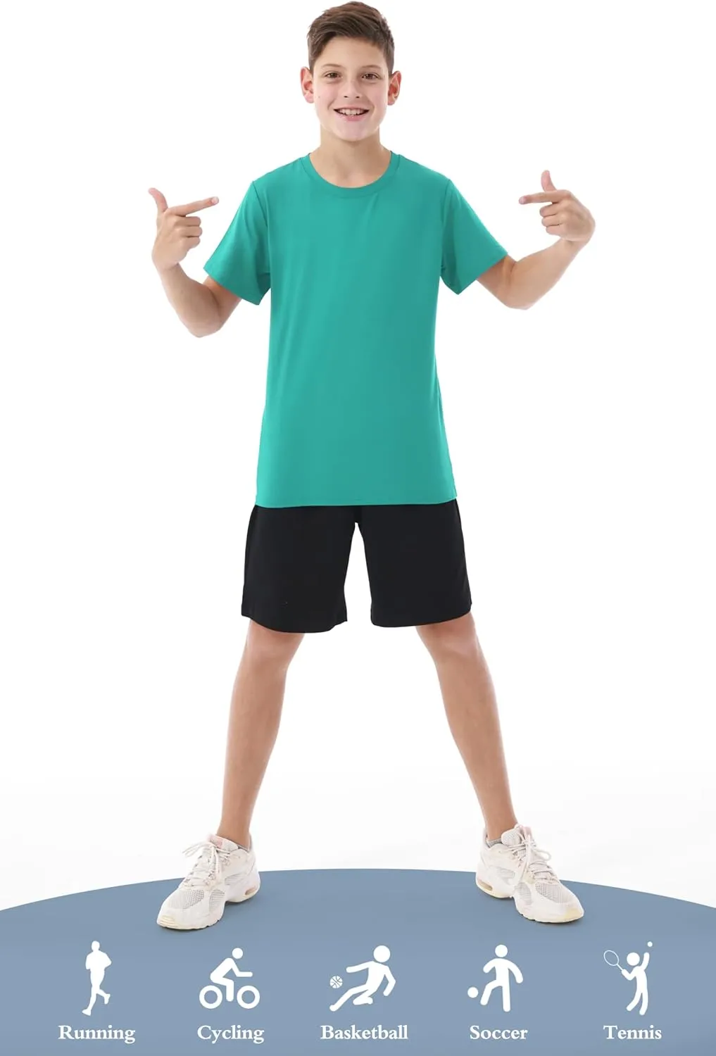 Resinta 5 Pack Boys Athletic Shirts Youth Dry-Fit Wicking T-Shirts Athletic Activewear Performance Short Sleeve Tees