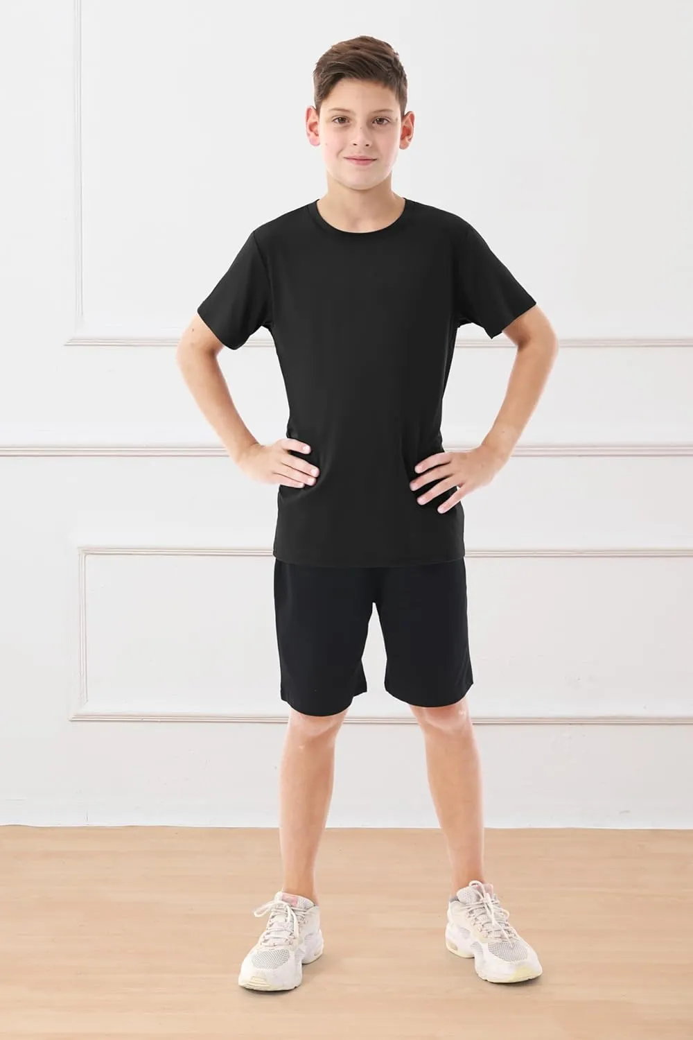 Resinta 5 Pack Boys Athletic Shirts Youth Dry-Fit Wicking T-Shirts Athletic Activewear Performance Short Sleeve Tees