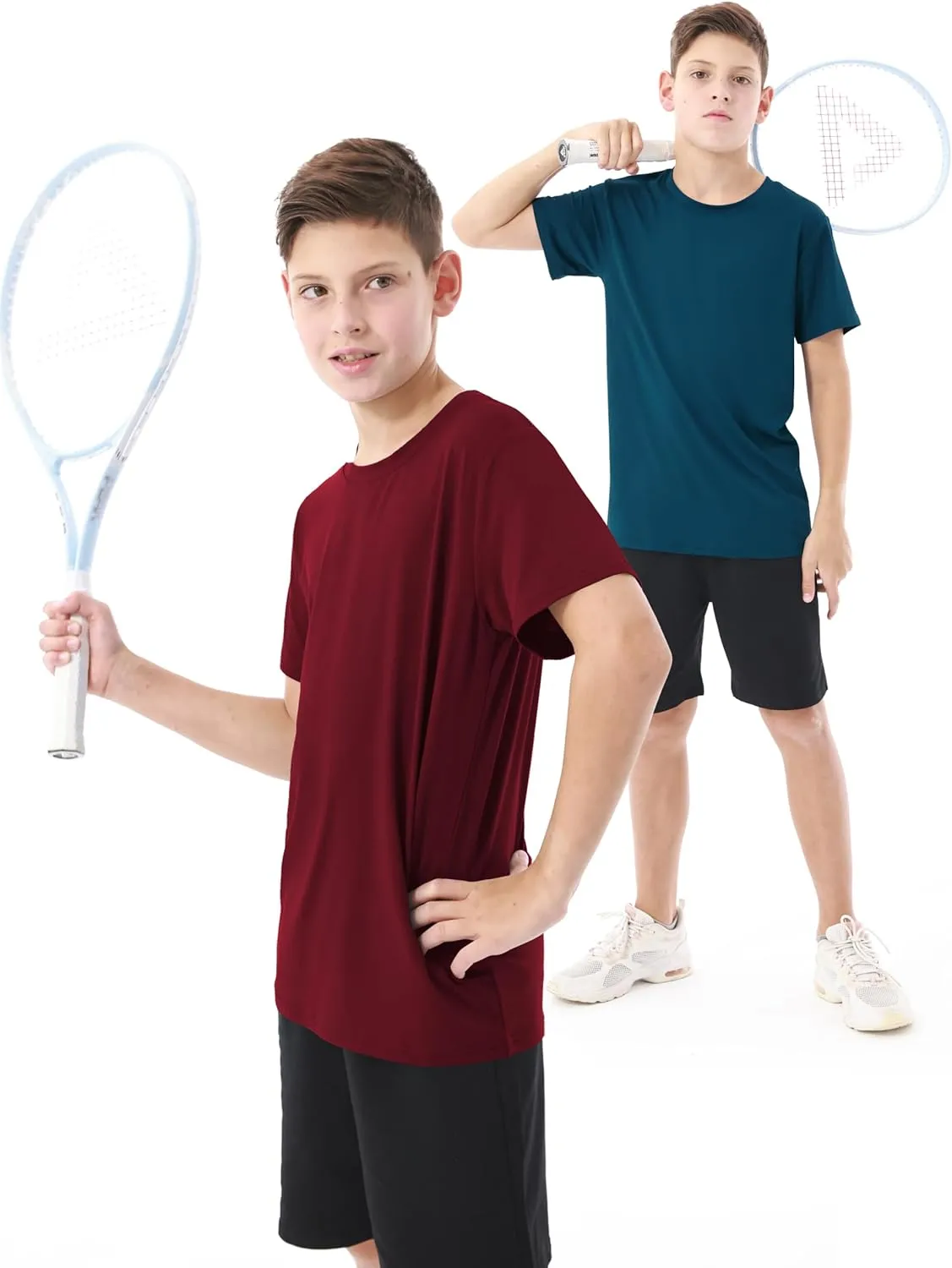 Resinta 5 Pack Boys Athletic Shirts Youth Dry-Fit Wicking T-Shirts Athletic Activewear Performance Short Sleeve Tees