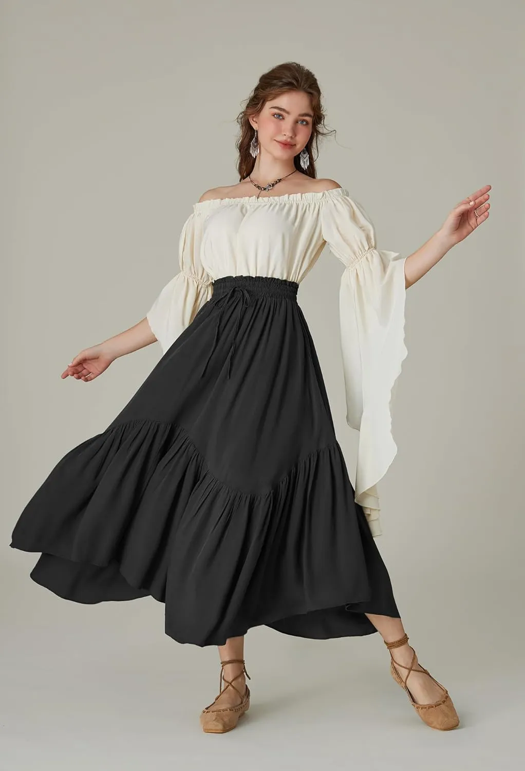 Scarlet Darkness Maxi Skirts for Women High Waist Renaissance Skirt Long Skirt with Pockets