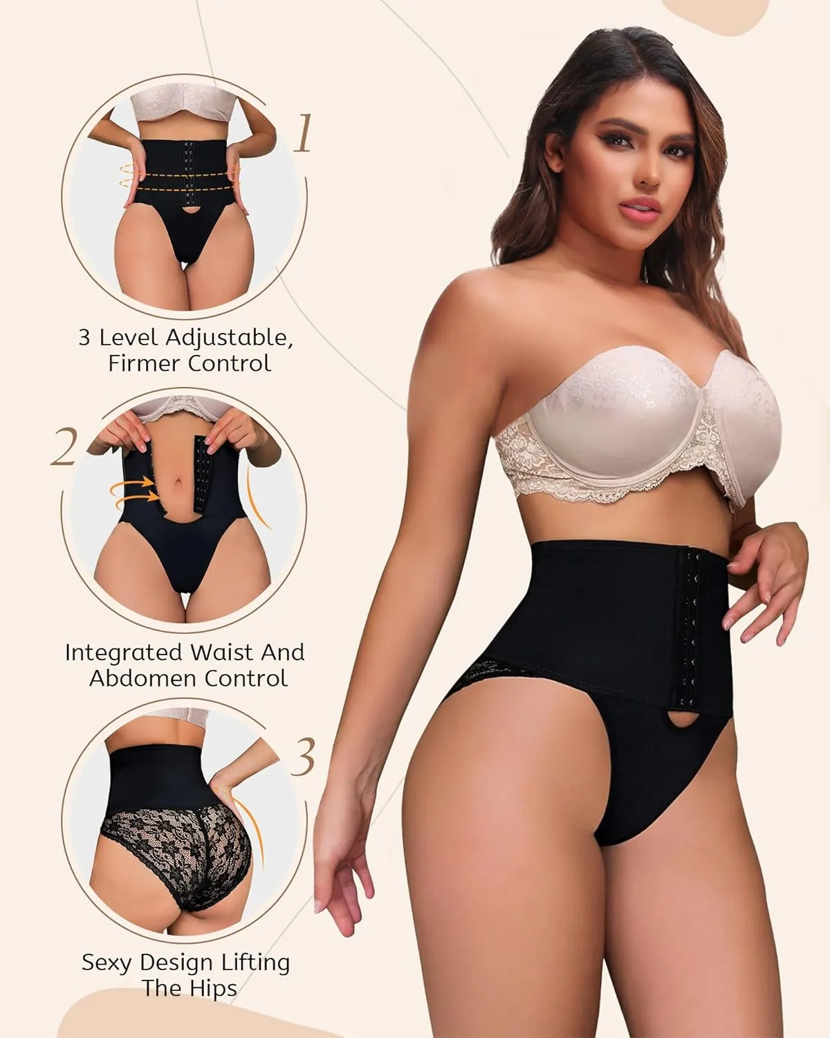 SHAPSHE Tummy Control Thong Shapewear for Women Corset Butt Lifting Underwear Thong Body Shaper Panties Girdle Shapewear