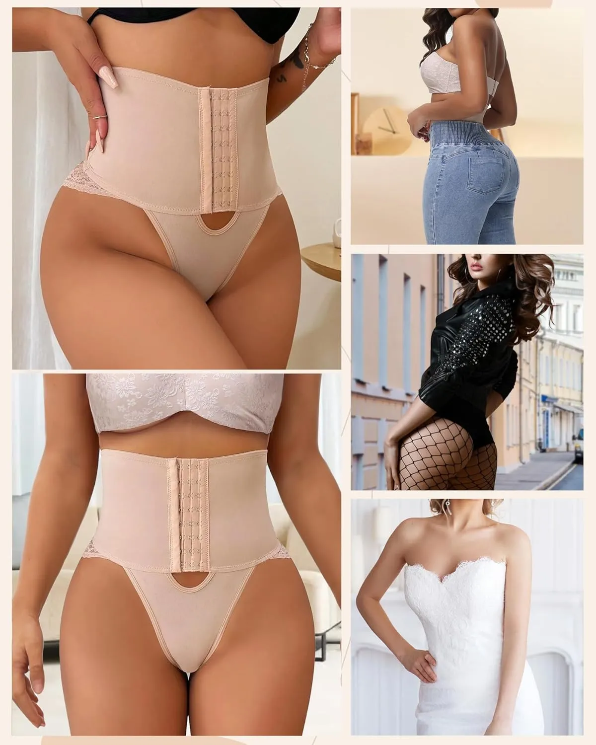 SHAPSHE Tummy Control Thong Shapewear for Women Corset Butt Lifting Underwear Thong Body Shaper Panties Girdle Shapewear
