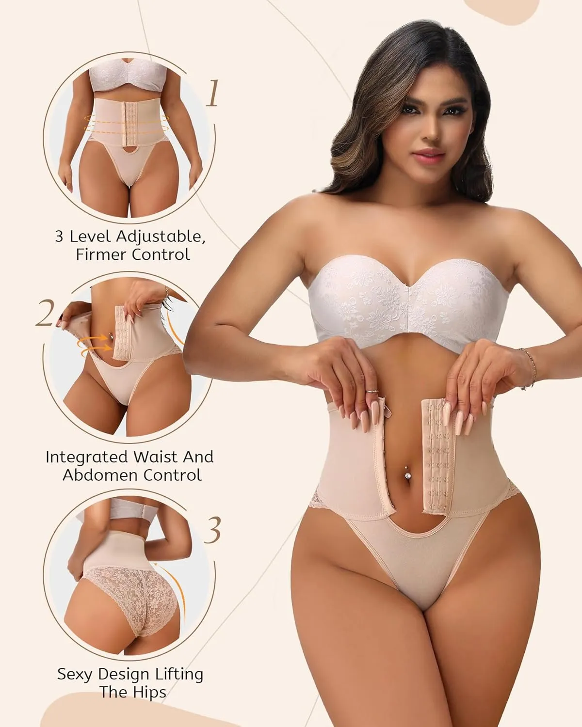 SHAPSHE Tummy Control Thong Shapewear for Women Corset Butt Lifting Underwear Thong Body Shaper Panties Girdle Shapewear