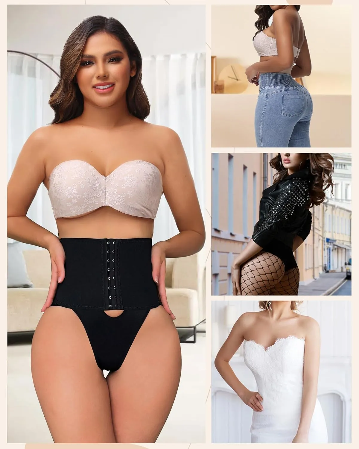 SHAPSHE Tummy Control Thong Shapewear for Women Corset Butt Lifting Underwear Thong Body Shaper Panties Girdle Shapewear
