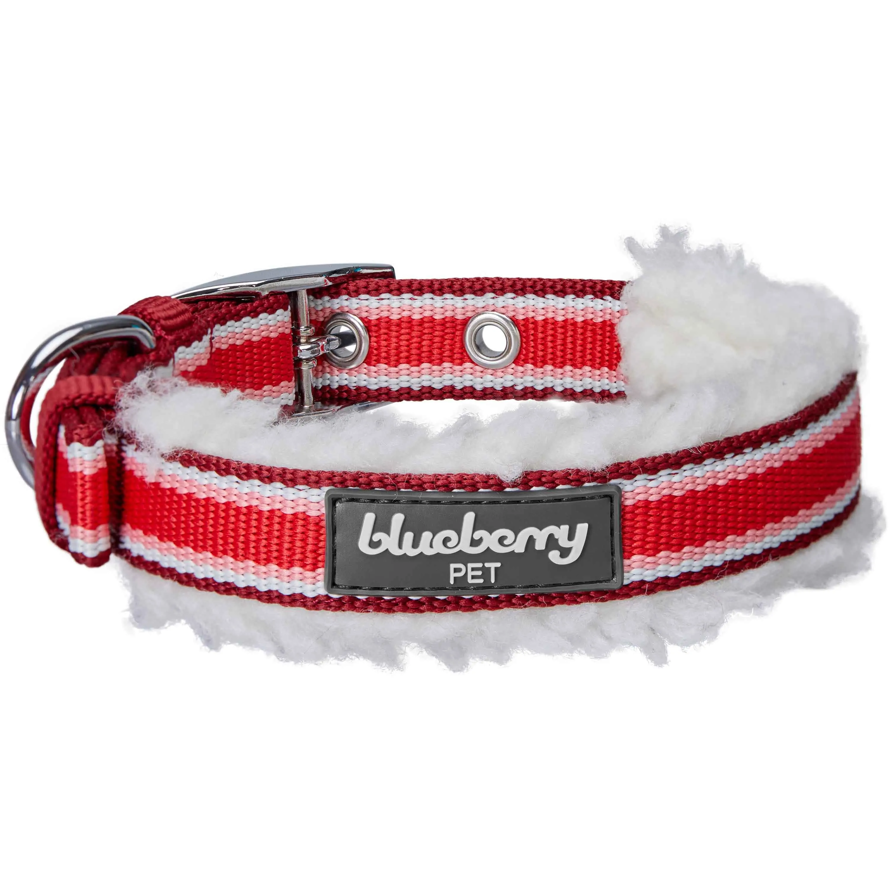 Sherpa Fleece Padded Dog Collar in Multi-color Stripes