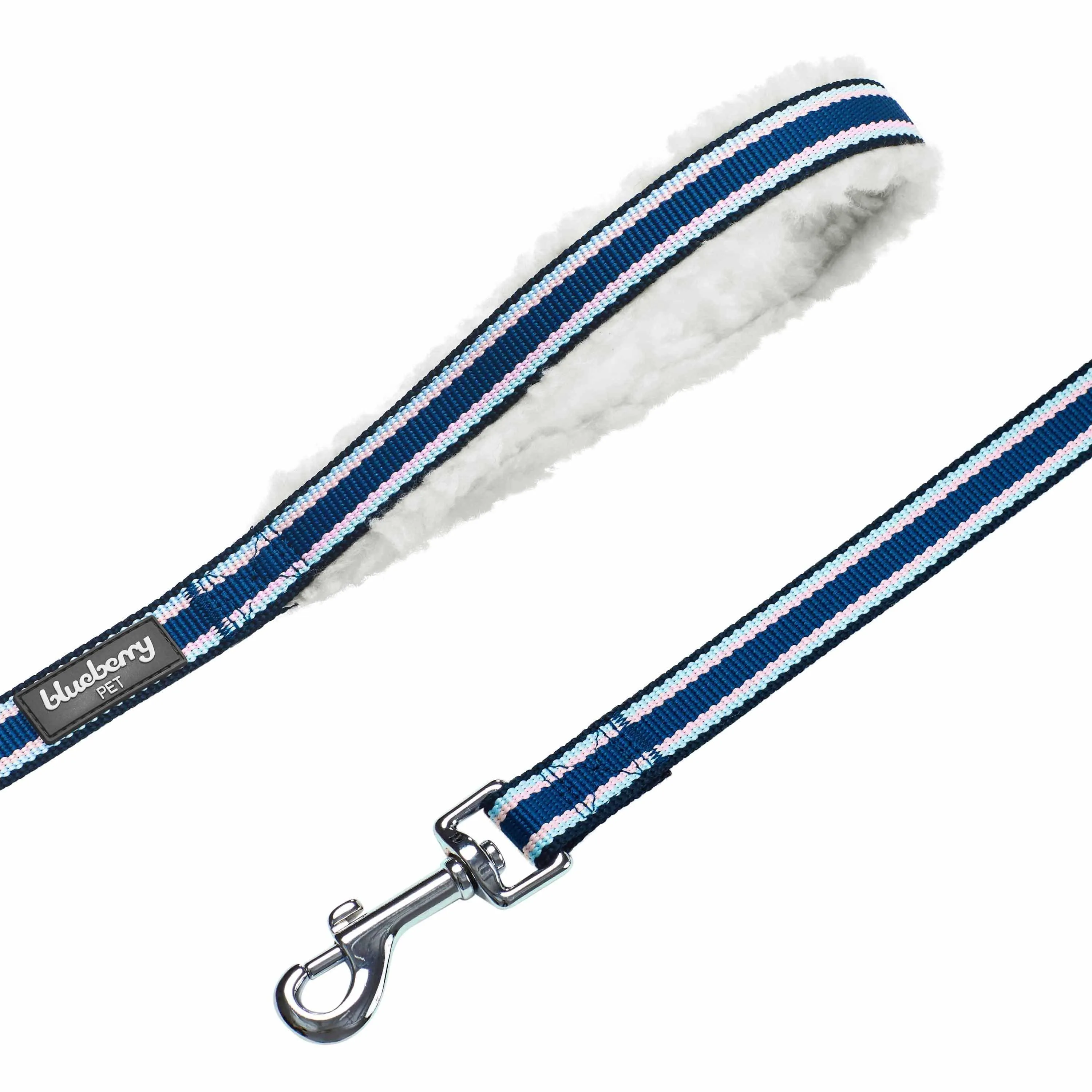 Sherpa Fleece Padded Dog Leash in Multi-color Stripes