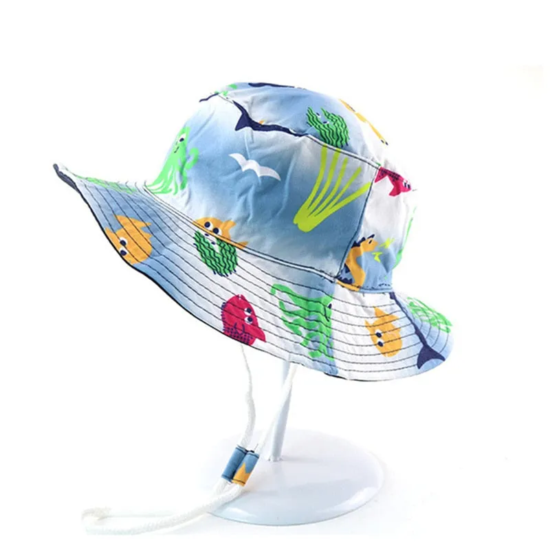 Summer Baby Bucket Hat UV Protection Boys Cap Children Panama Outdoor Beach Girls Sun Hat Cartoon Infant Fisherman Cap