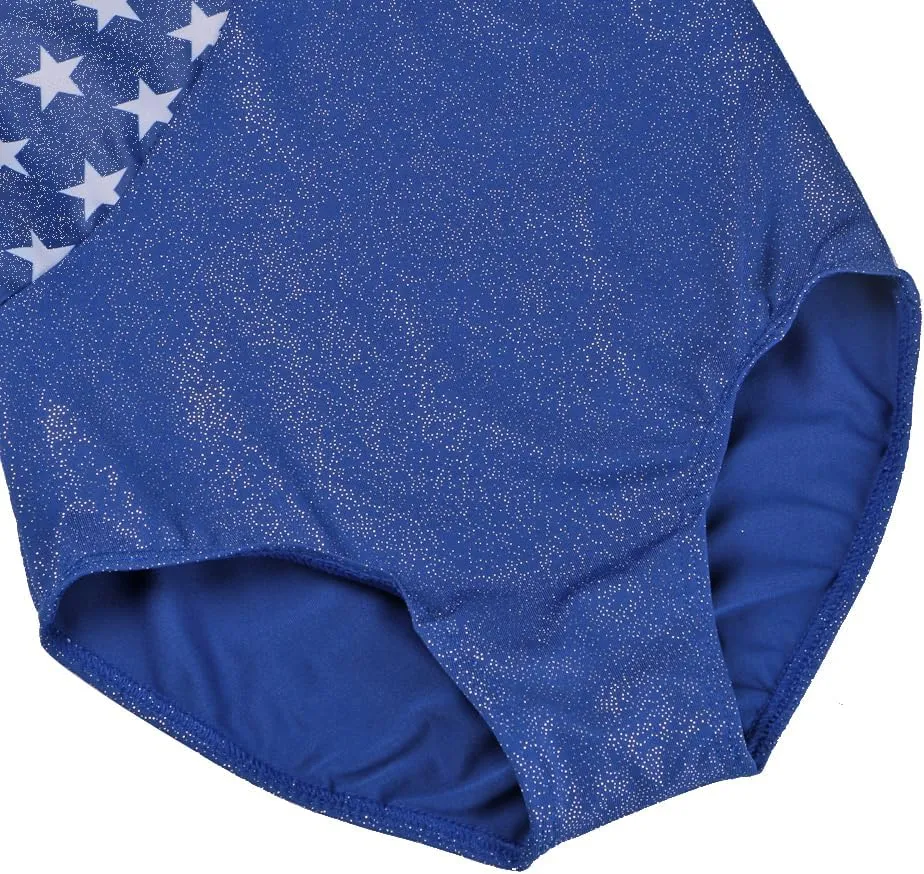 TFJH E One-Piece Sparkle Long Sleeve Gymnastics Leotard for Girls Athletic Tank Bodysuit 3-14Y