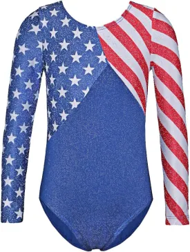 TFJH E One-Piece Sparkle Long Sleeve Gymnastics Leotard for Girls Athletic Tank Bodysuit 3-14Y