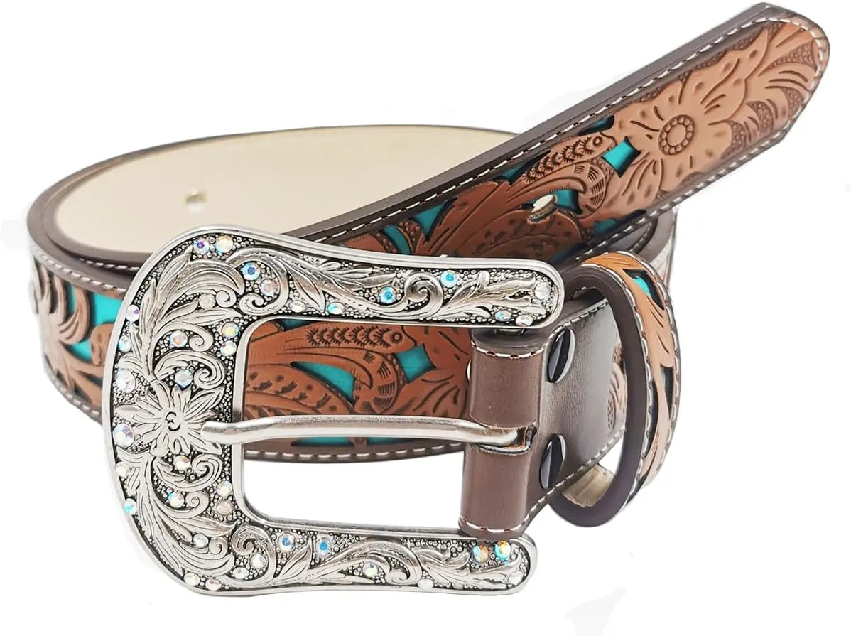 TOPACC Western Belts for Women Men Cowgirl Cowboy Country Belts with Buckles for Jeans Pants Rodeo