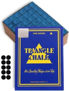 Triangle Billiard Pool Cue Chalk - 1 Gross - 144 pcs - Made in The USA   10 pcs of Quality Billiard Pool Table Spots by Tweeten Fibre Co.