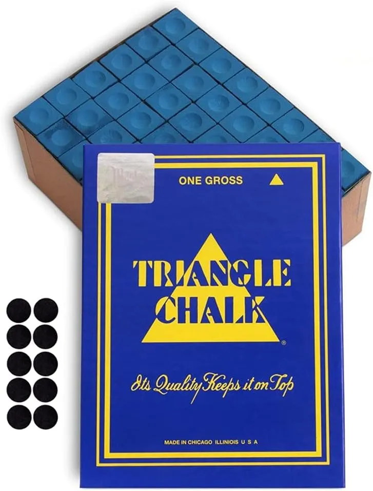 Triangle Billiard Pool Cue Chalk - 1 Gross - 144 pcs - Made in The USA   10 pcs of Quality Billiard Pool Table Spots by Tweeten Fibre Co.