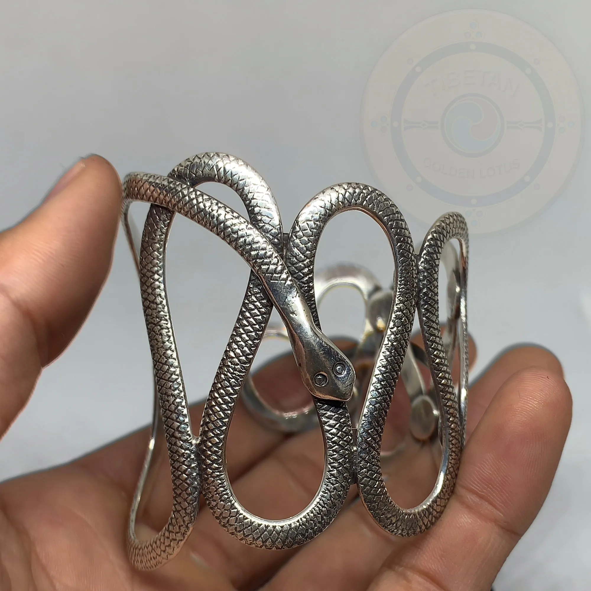 Vintage Handmade Sterling Silver snake Cuff/bangle Bracelet
