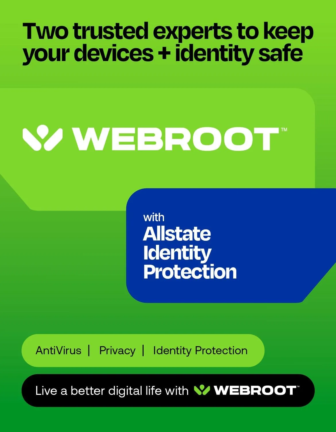 Webroot Premium 2025 with Allstate Identity Protection | 10 Device, 1 Year | Antivirus and Internet Security Software, Advanced Dark Web Monitoring, Password Manager | NEW [Online Code]