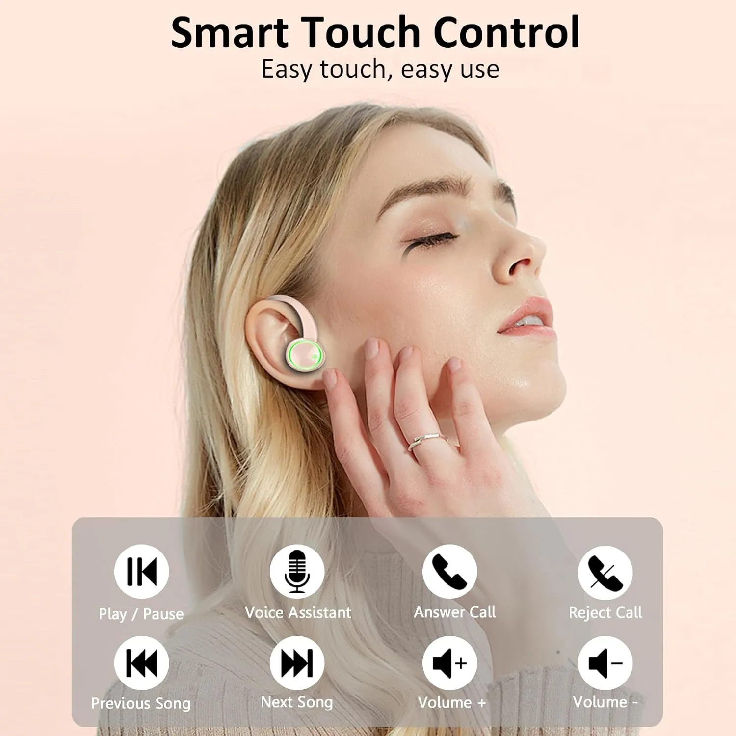 Wireless Earbuds, Bluetooth 5.4 Headphones Sports, 50H Playback Over-Ear buds with ENC Noise Cancelling Mic, Hifi Stereo Fitness Earphones with Earhooks, IP7 Waterproof Headset for Gym Running Workout