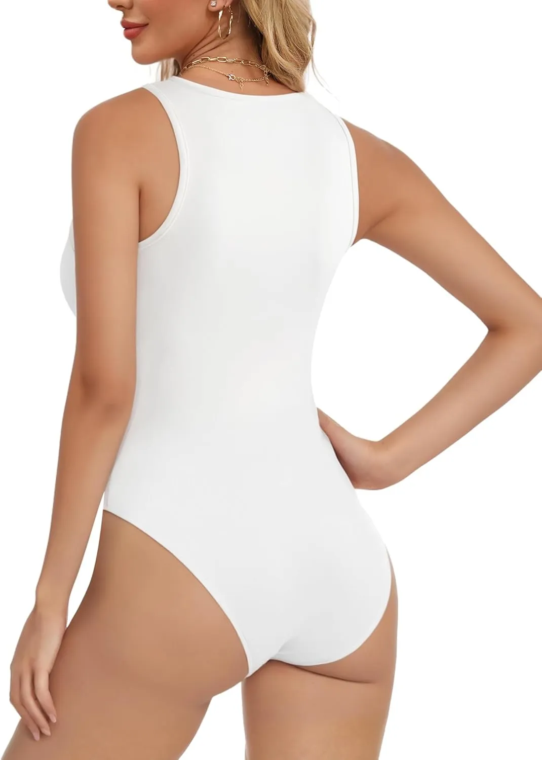 Women's 2 Piece Bodysuits Crew Neck Sleeveless Body Suits Racerback Halter Tank Top Going Out Leotards for Women