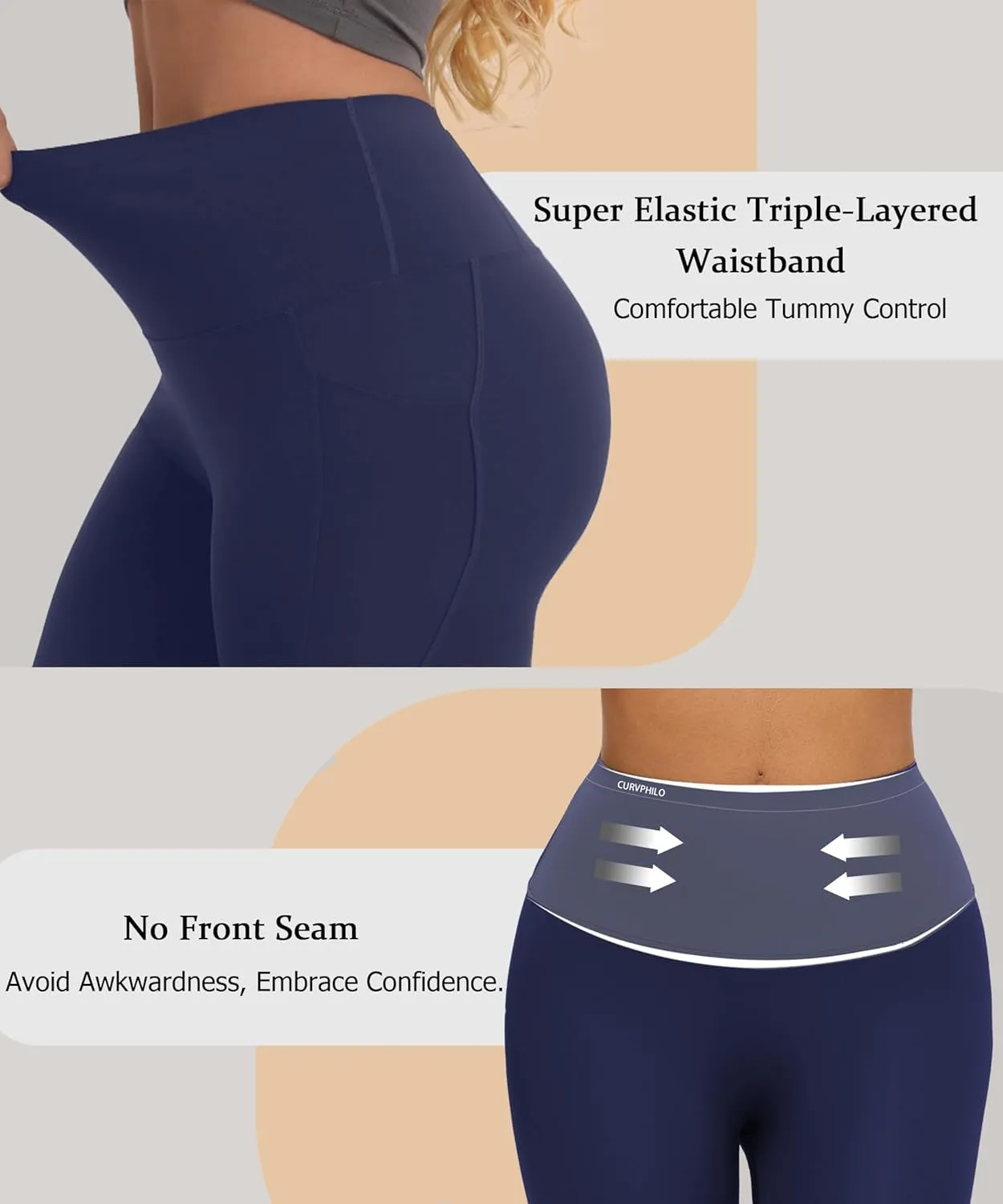 Women's Compression Leggings Butt Lifting Work Out Athletic Gym High Waist Tummy Control Stretchy with Pockets