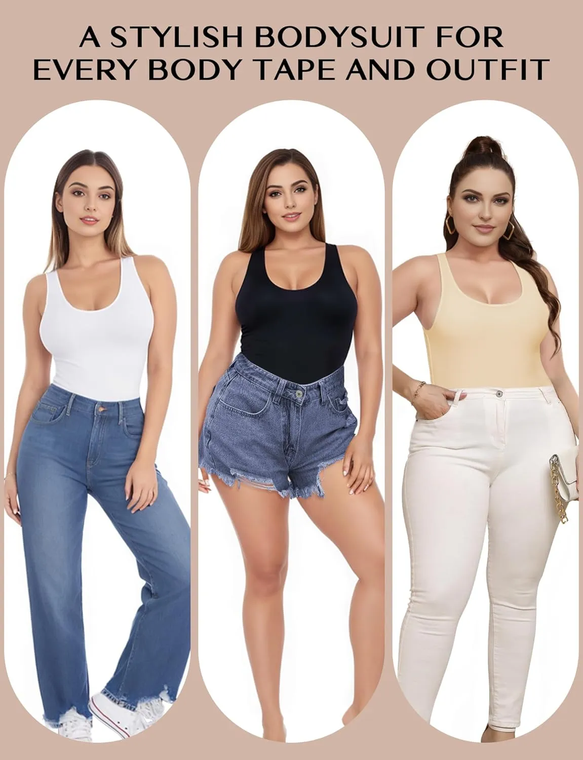 Women's Scoop Neck Sleeveless Bodysuits Backless Tank Top Body Suits for Womens Sexy Bodysuit Tops Leotards