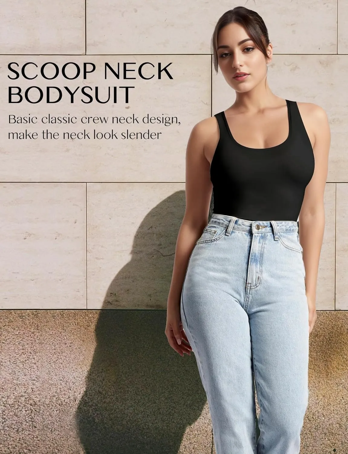 Women's Scoop Neck Sleeveless Bodysuits Backless Tank Top Body Suits for Womens Sexy Bodysuit Tops Leotards